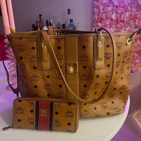 MCM Brown Monogram Tote Bag and Wallet Set - Picture 1 of 1